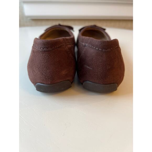L.L. Bean Brown Suede Ballet Round Toe Flat Bow Detail size 6.5 - Picture 4 of 5